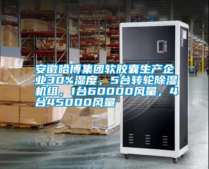 安徽哈博集團軟膠囊生產企業30%濕度，5臺轉輪除濕機組，1臺60000風量，4臺45000風量
